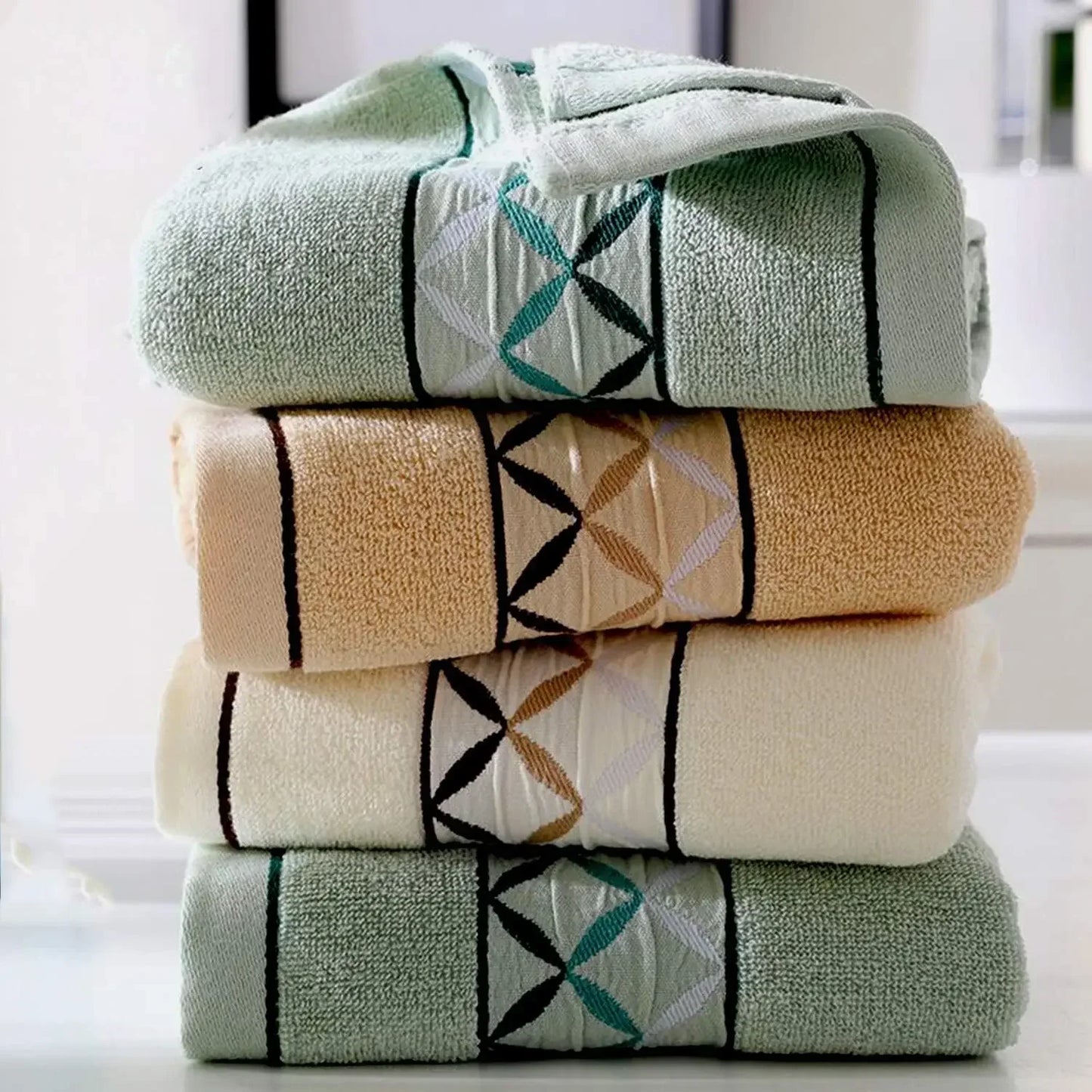 4 Packs Pure Cotton Hand Towels 100 Percent Cotton Face Towels Printed Super Soft High Absorbent Bathroom Towels