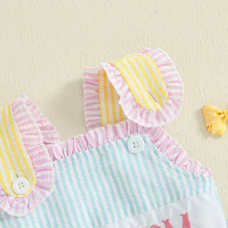 Toddler Floral Sleeveless Romper With Ruffle And Bow