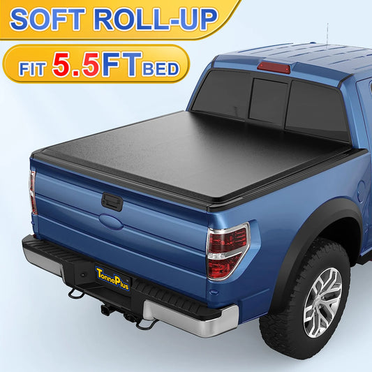 TonnePlus Soft Roll Up Tonneau Cover Truck Bed Cover for 2004 to 2014 F150 and 2006 to 2014 Mark LT 5.5 Foot Bed