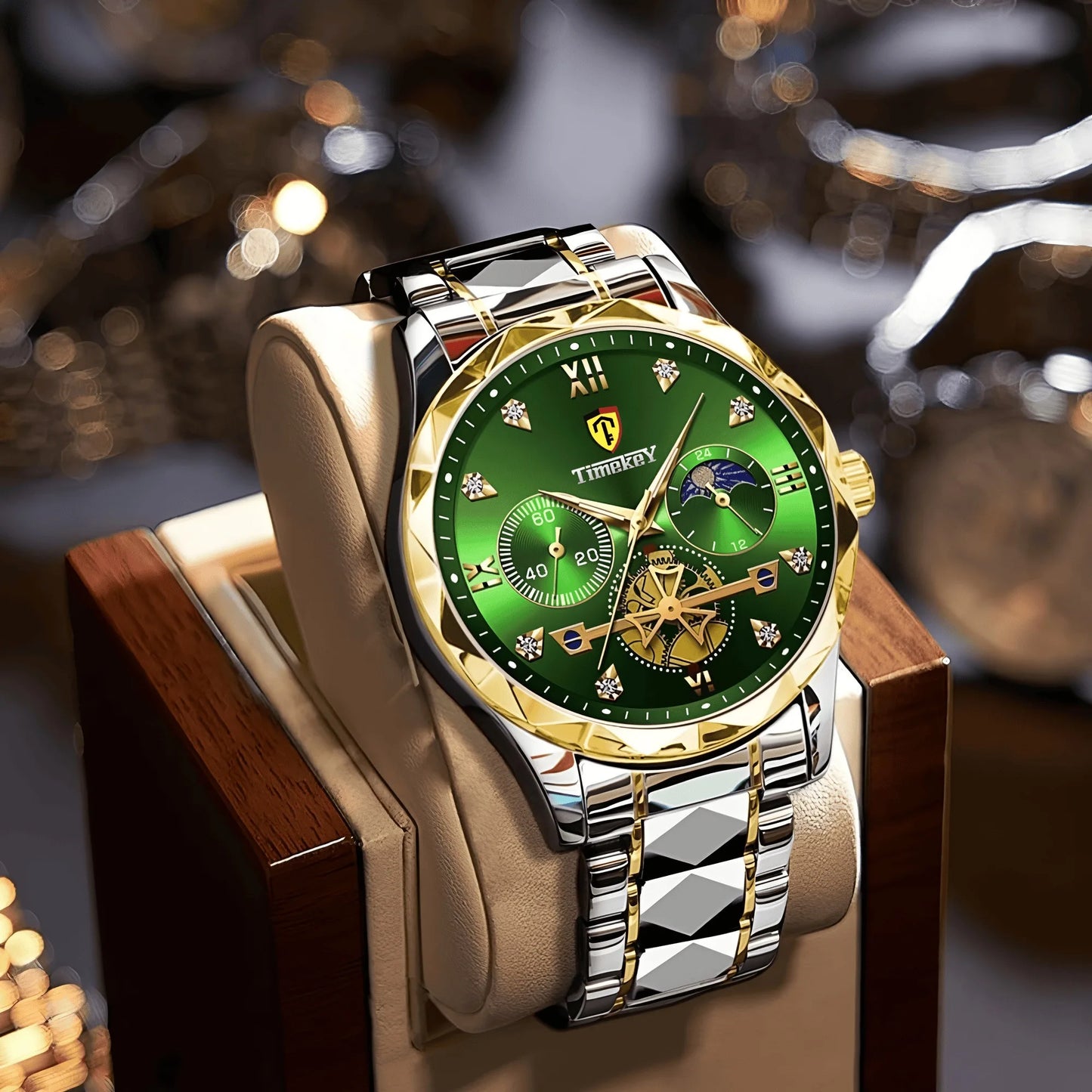 Luxury Quartz Watch for Men Waterproof Sports Leather Chronograph Luminous Design with Box