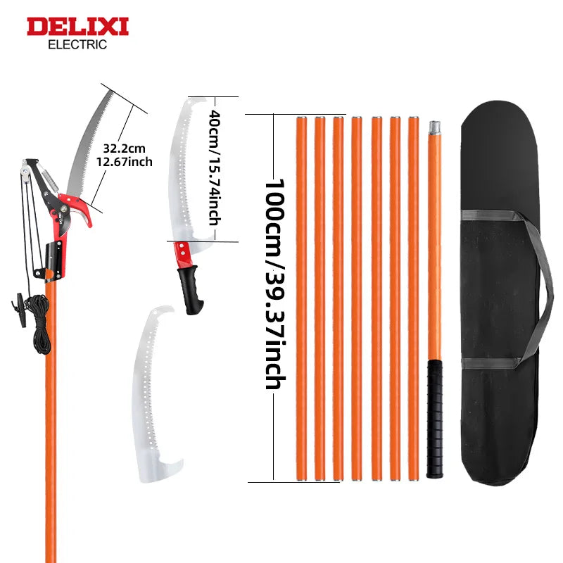 Delixi Electric 2 In 1 Telescopic Tree Pruning Saw 9 26 Ft With Branch Shears