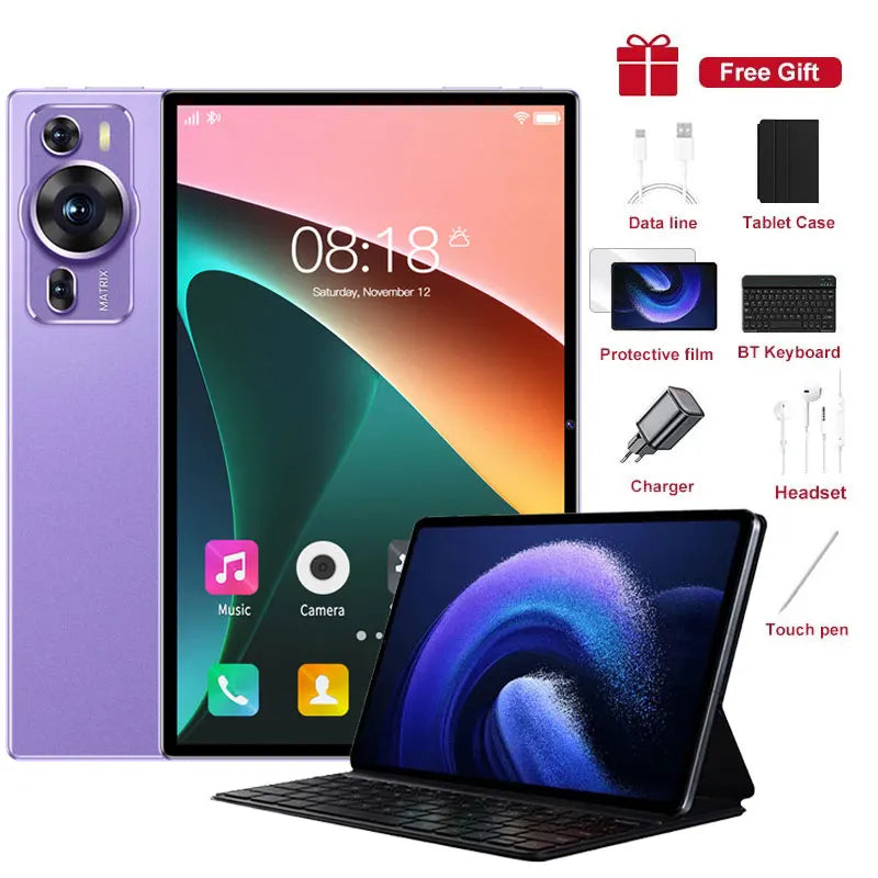 New Original P60 Pro 4G 5G Dual Sim Tablet Android 14 kids Tablet 10.1''HD Screen 20000mAh 22GB+2TB Tab Tablets PC With keyboard