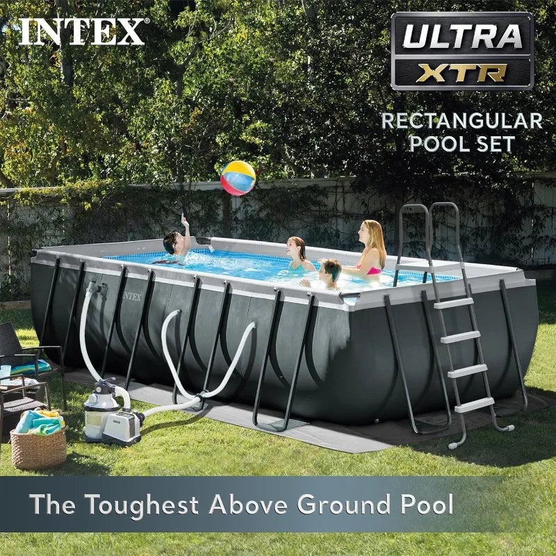 18 Ft 9 Ft 52 In Ultra XTR Rectangular Frame Pool Set With Pump Above Ground