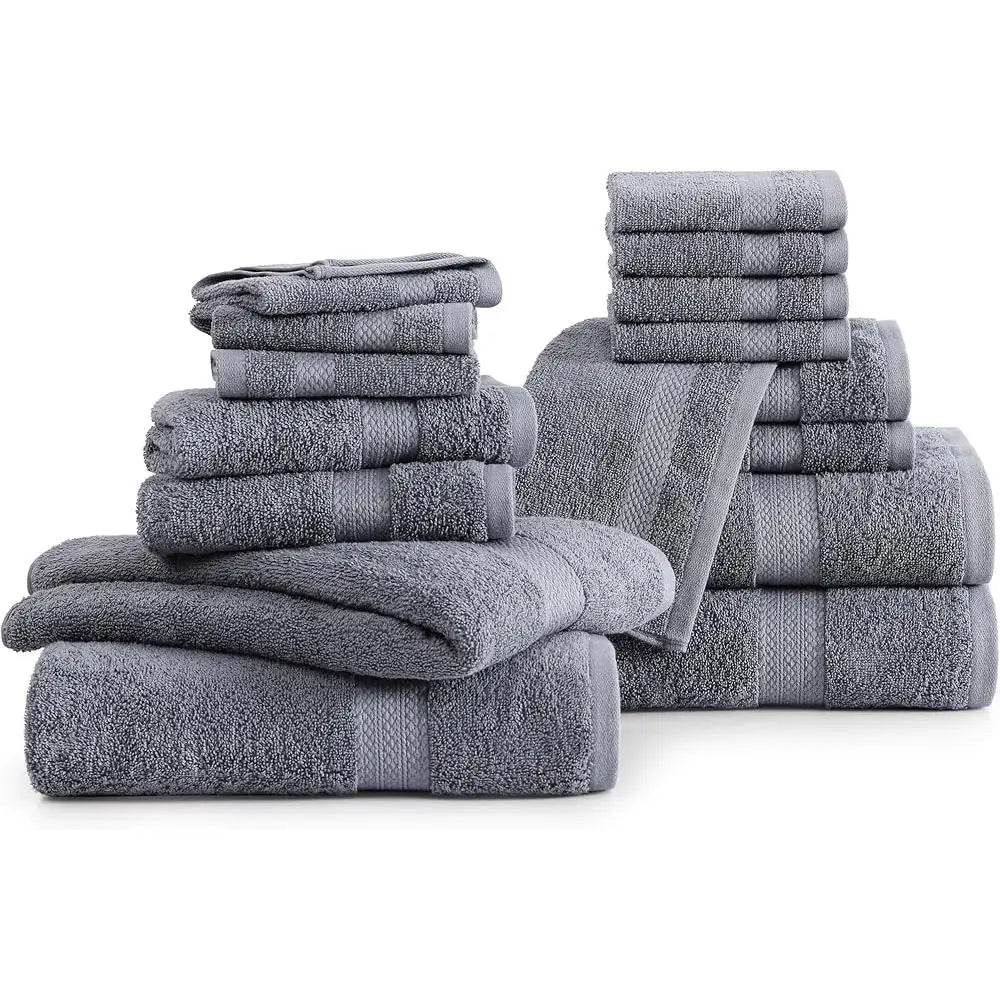 Premium 16PC Cotton Bath Towels Highly Absorbent Soft Hotel Spa Quality Set Oeko-Tex Certified 600GSM