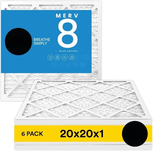 6 Pack MERV 8 Air Filters 20x20x1 for HVAC Dust Pet Hair