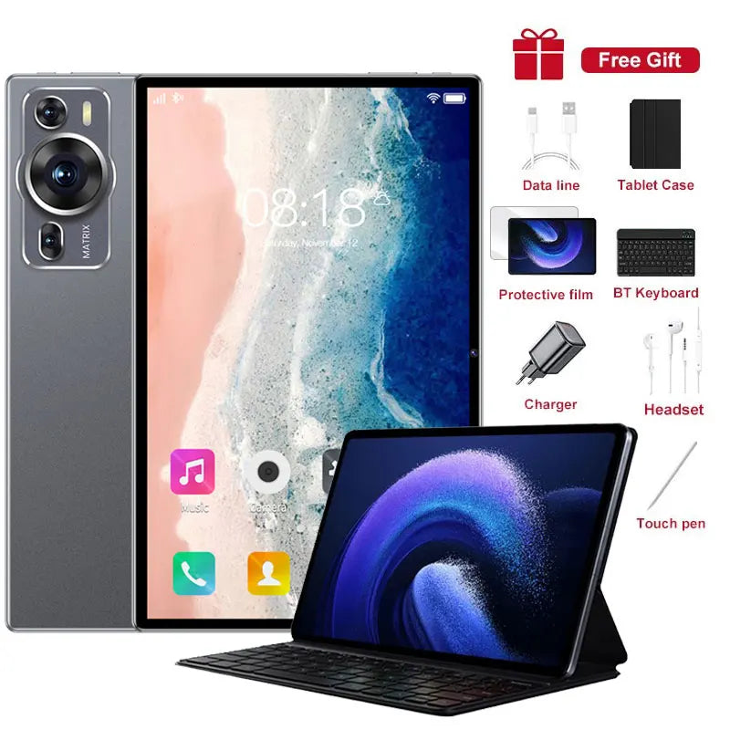 New Original P60 Pro 4G 5G Dual Sim Tablet Android 14 kids Tablet 10.1''HD Screen 20000mAh 22GB+2TB Tab Tablets PC With keyboard