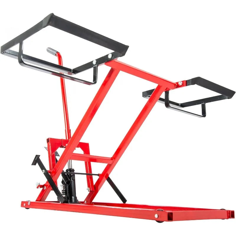 Lawn Mower Jack Lift 300 Lbs Capacity for Tractors and Zero Turn Mowers with Safety Lock and Rubber Padded Platform