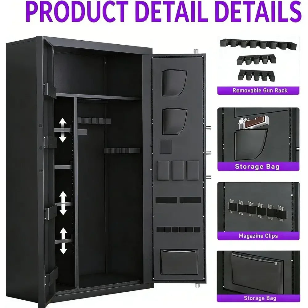 30-40 Capacity Firearms Safe with Digital LCD Lock and Gun Rack, Unassembled Long Gun Cabinet with Silent Operation and Dual Ala