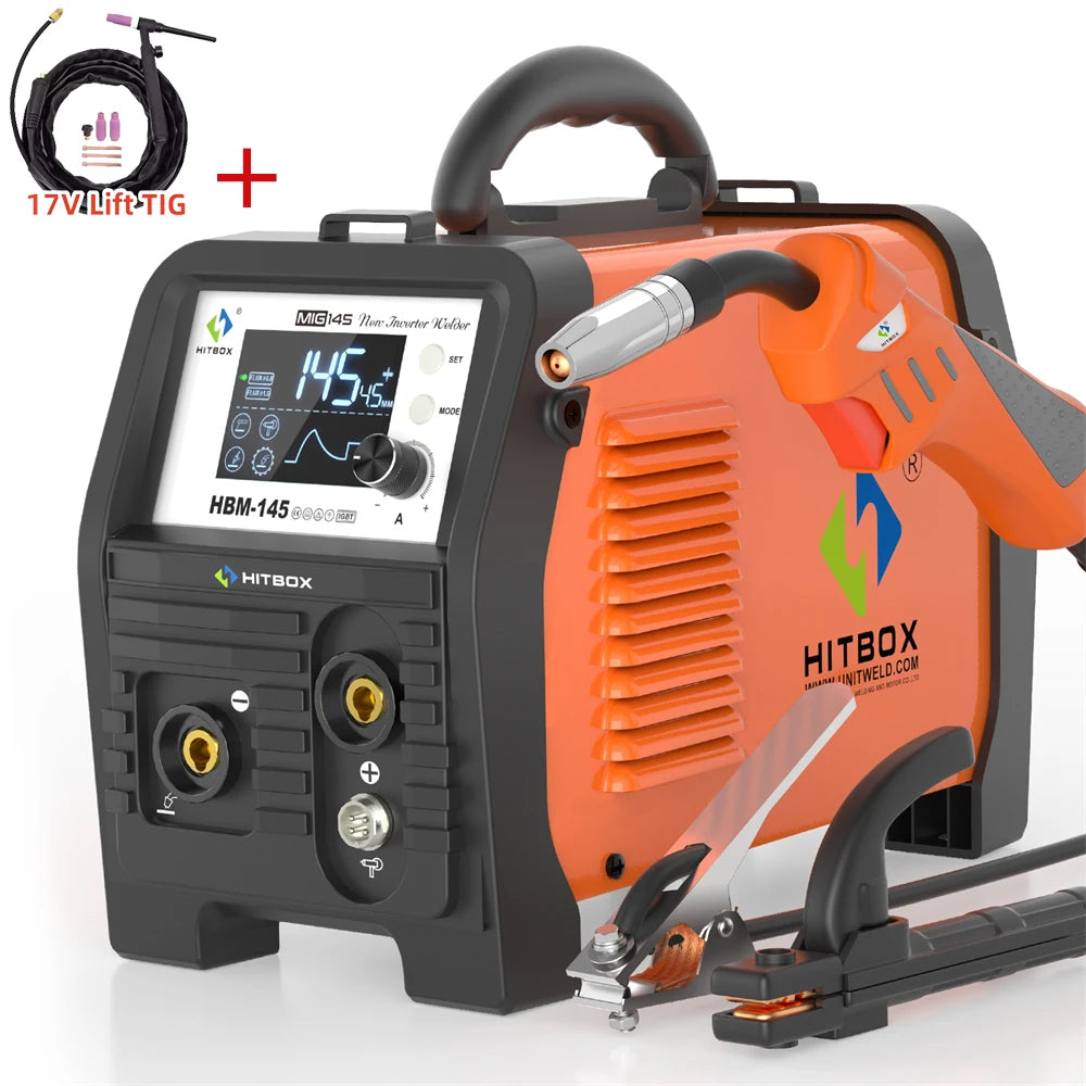 Hitbox 145A 4 In 1 Process MIG MMA MIG Lift TIG Welder Spool Gun LED Display