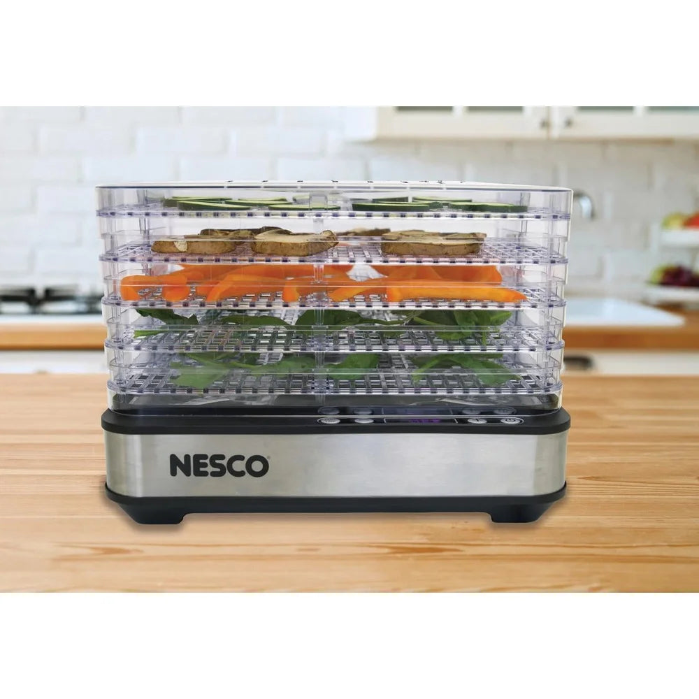 5 Tray Digital Dehydrator With Timer And Temperature Control For Uniform Drying Compact Design Kitchen Appliance