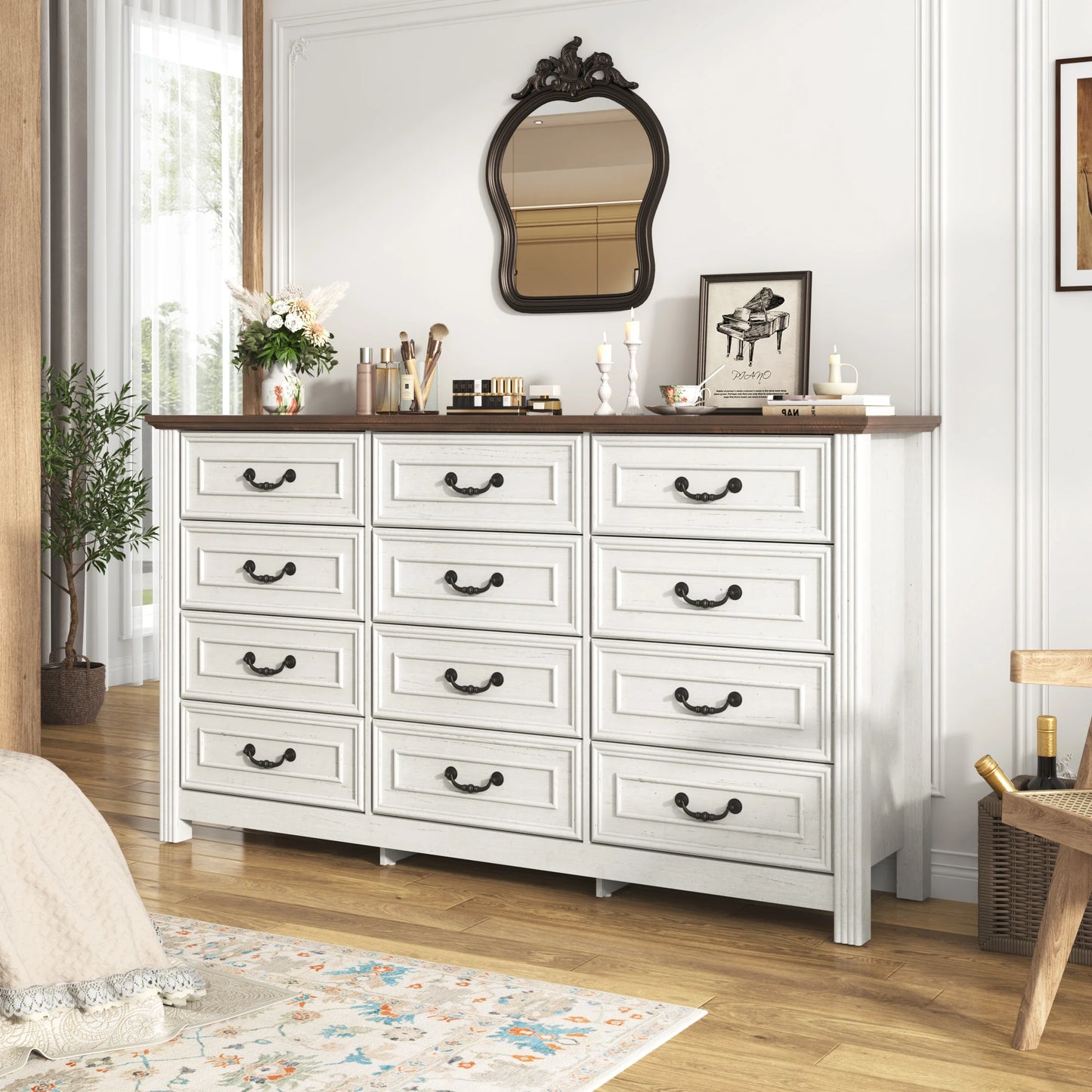 Large Dresser with 12 Drawers Modern Wood Storage Cabinet for Bedroom 63 Inch Clothes Organizer