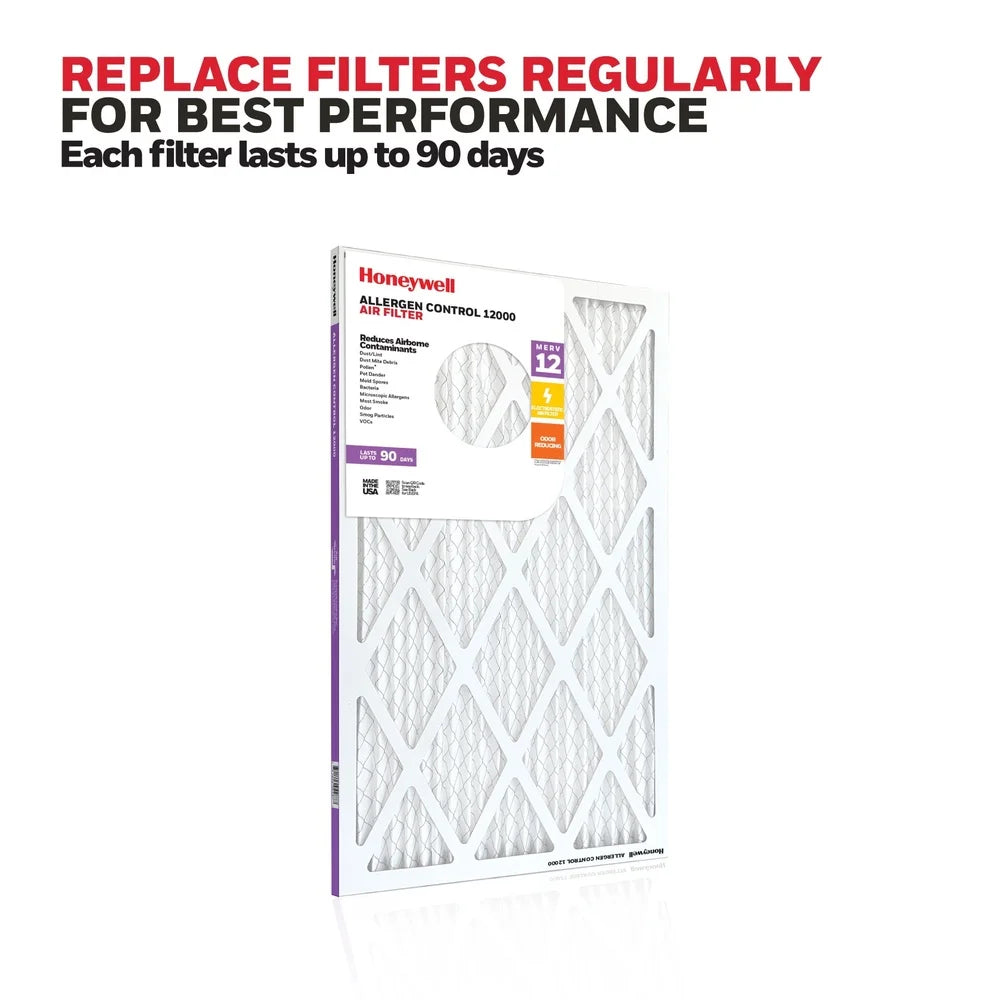 MERV 12 Pleated Air Filter 20x25x1 Odor Reducing Electrostatic Home HVAC Furnace Filter 4 Pack Air Quality Allergen Control