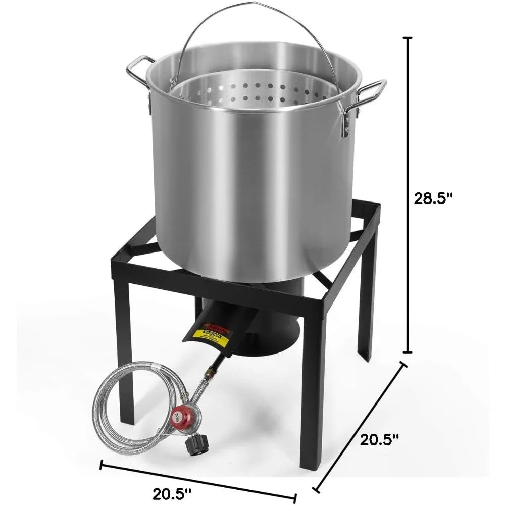 64 Quart Aluminum Deep Fryer With High Pressure Burner For Outdoor Cooking