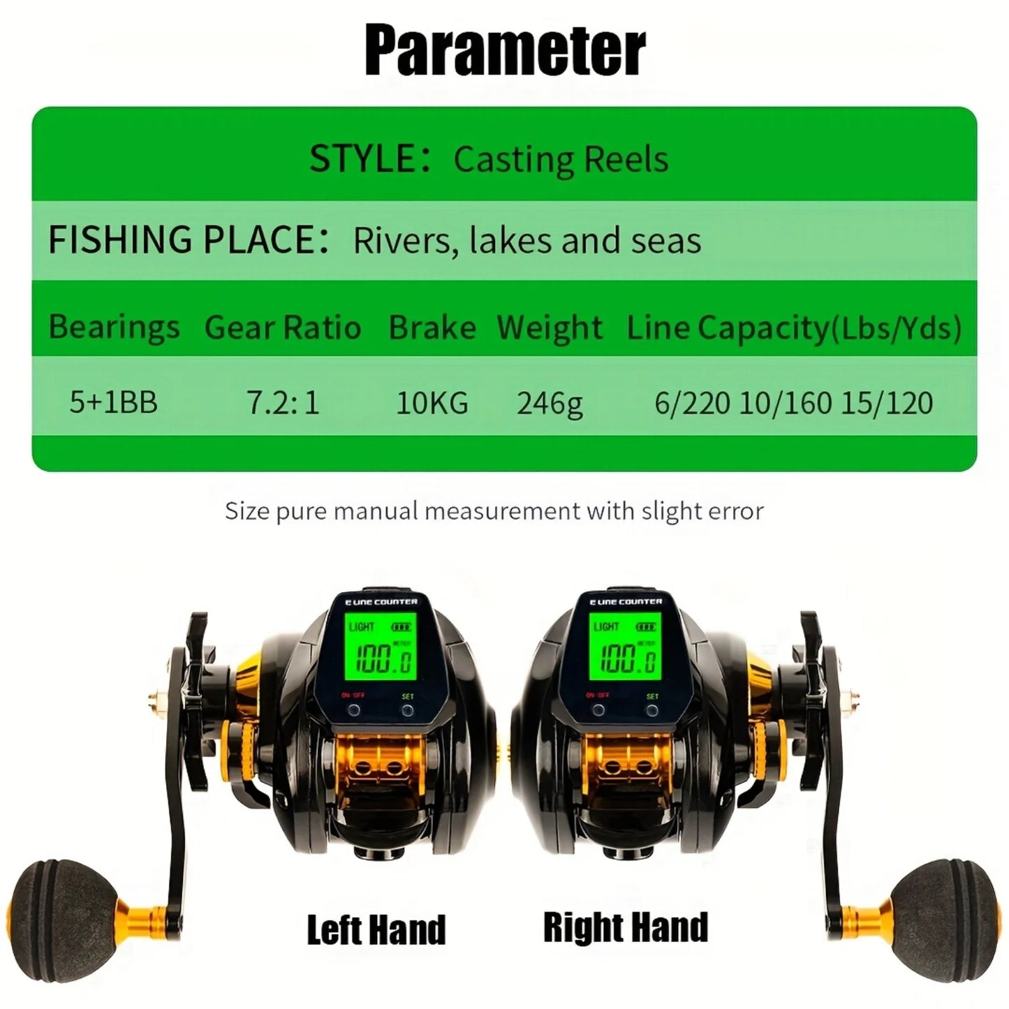 LISMFishing Advanced HD Display Fishing Reel for Sea Boat Fishing With 7.2 To 1 Gear Ratio and Precision Brake System
