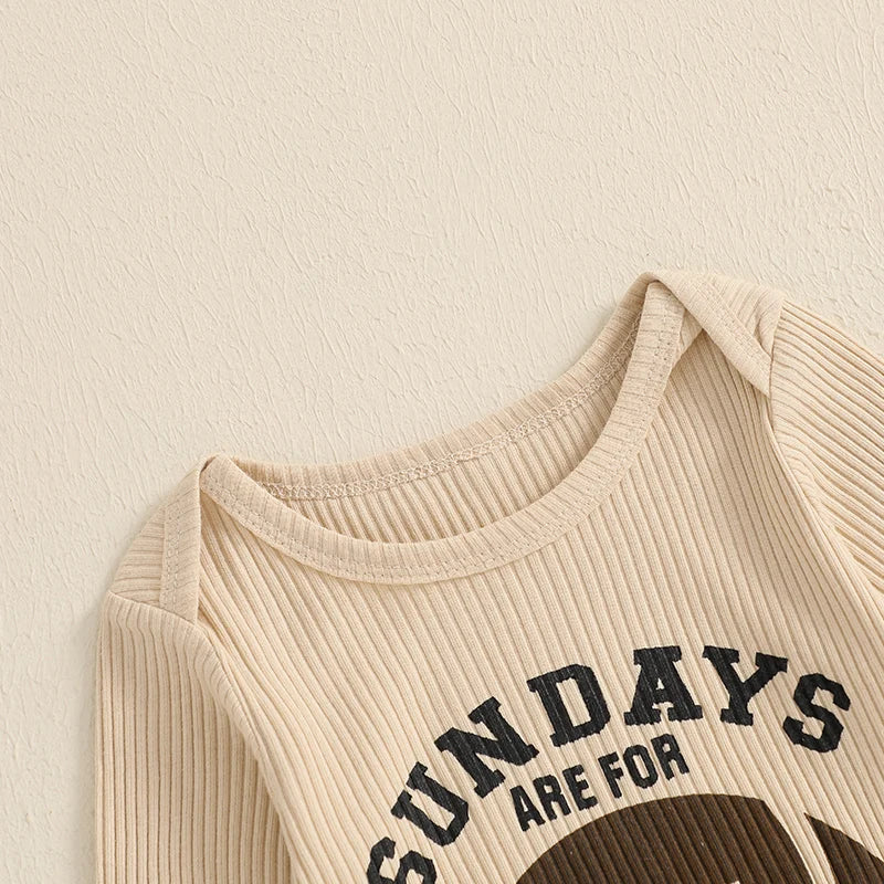 Baby Boy Ribbed Romper Rugby Letter Print Jumpsuit Hat