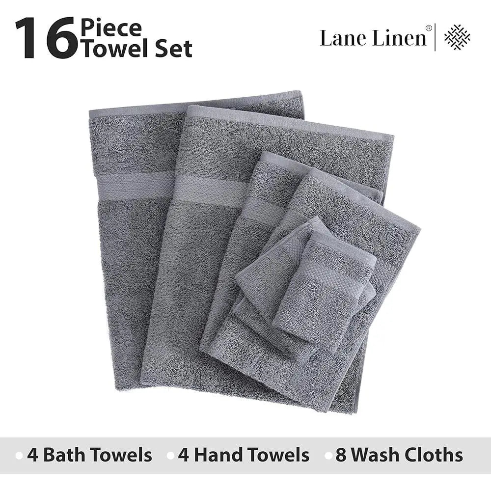 Premium 16PC Cotton Bath Towels Highly Absorbent Soft Hotel Spa Quality Set Oeko-Tex Certified 600GSM