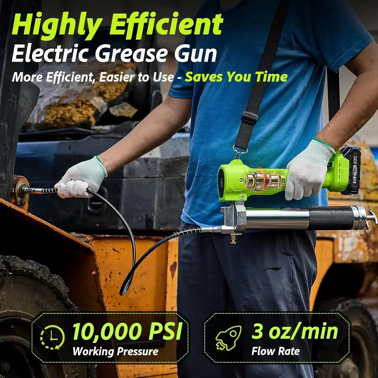 Taskstar 10000PSI Electric Grease Gun Kit 1m Flexible Hose Cordless Electric Oil Injector Fat Machine For Makita 18V Battery Pin
