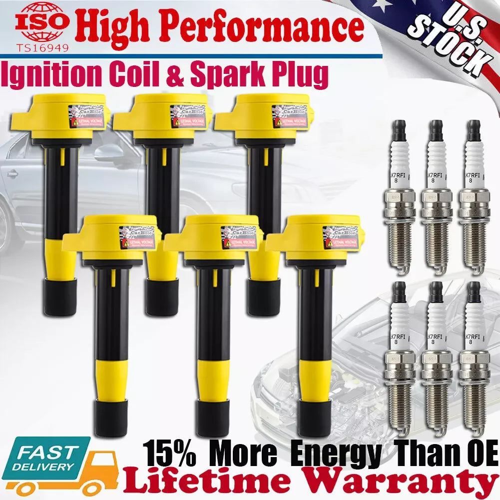 Carbole 6 UF603 Ignition Coils and Spark Plugs Set for 2008-2012 Honda Accord