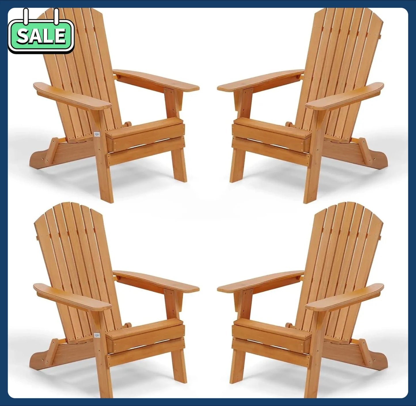 Folding Adirondack Chairs Set of 4 for Outdoor Patio Pool