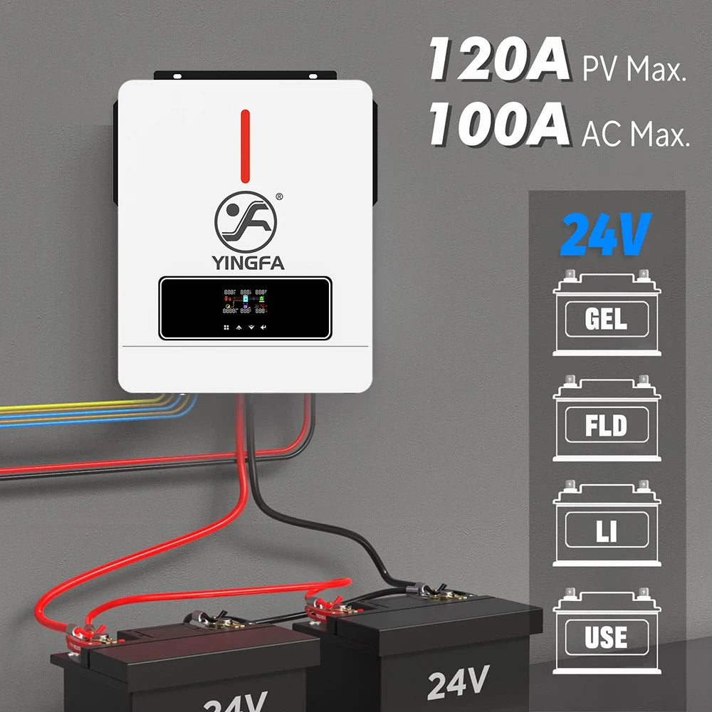 3.6KW Hybrid Pure Sine Wave Inverter 24V to 110V Off Grid Solar System
