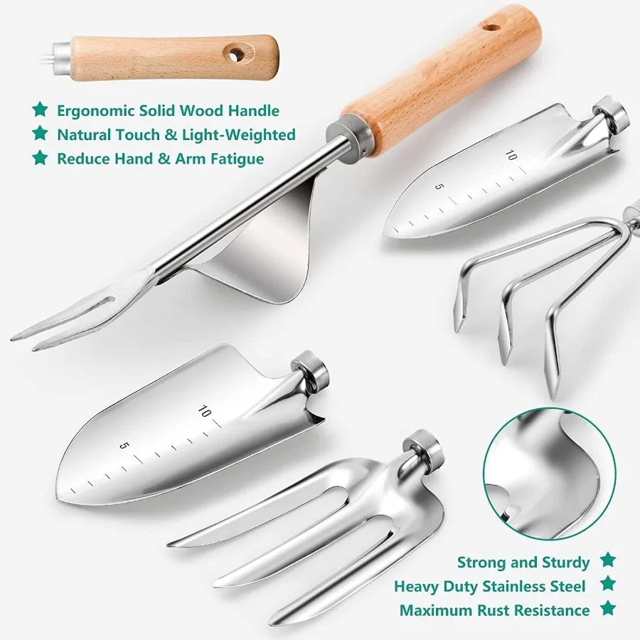 9 Piece Heavy Duty Garden Tool Set With Durable Organizer Bag For Gardening