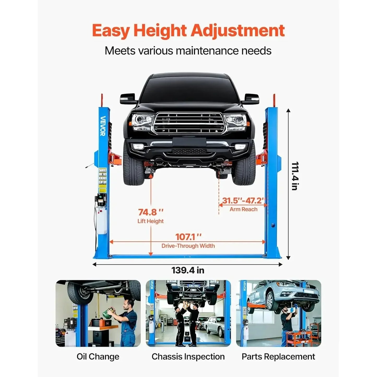 Two Post Car Lift 12000 Lbs Capacity 220V 2.95 HP Auto Hoist Sedan SUV
