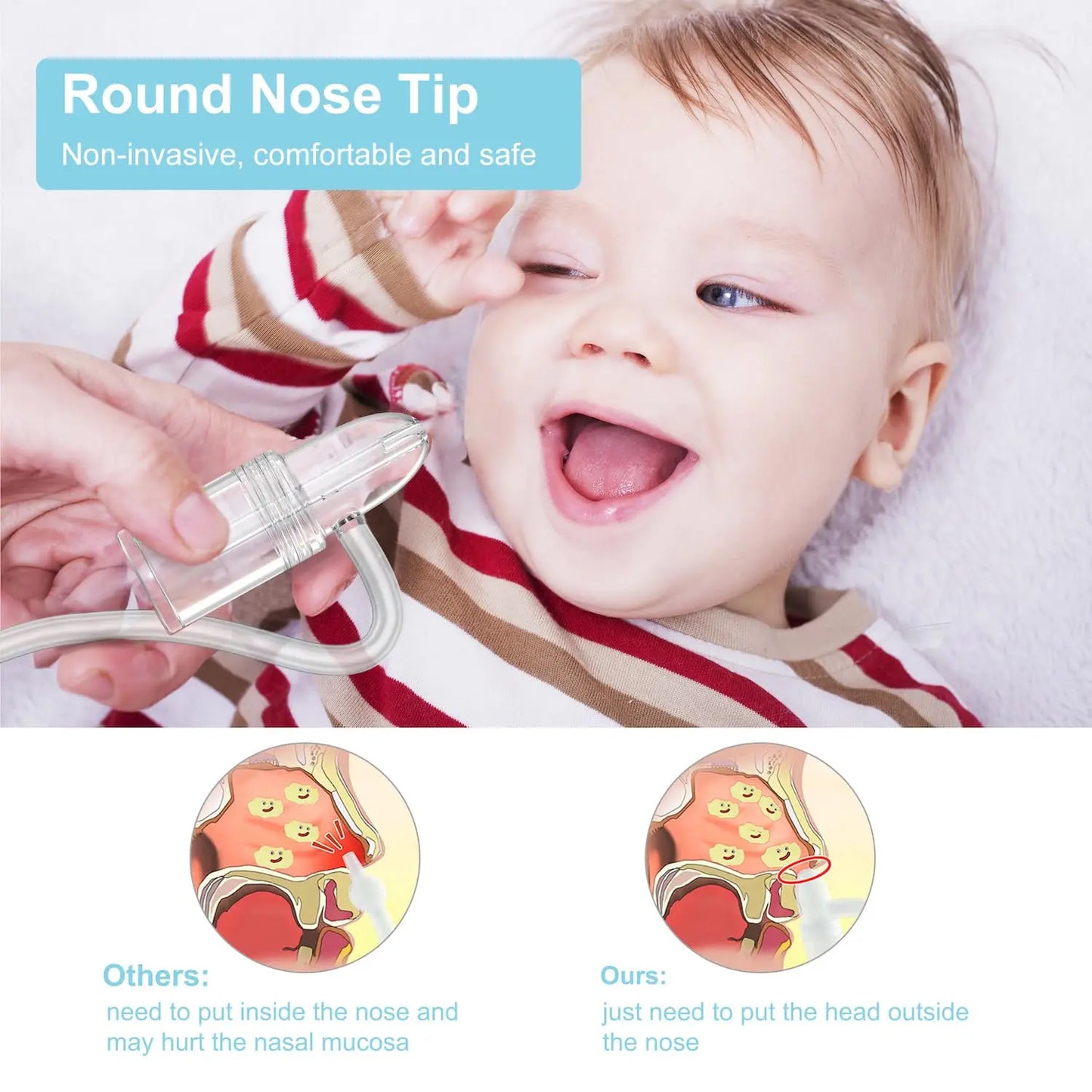 Baby Nasal Aspirator Manual Quiet Nose Suctioner For Infants