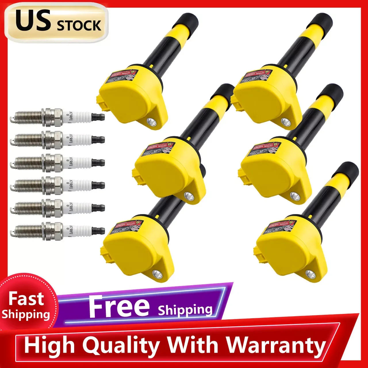 Carbole 6 Ignition Coils And Spark Plugs For Honda Accord TL TSX V6 3.5L 3.7L