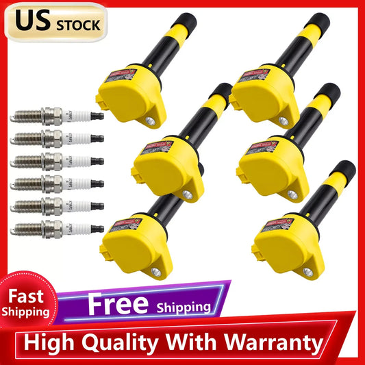 Carbole 6 Ignition Coils And Spark Plugs For Honda Accord TL TSX V6 3.5L 3.7L