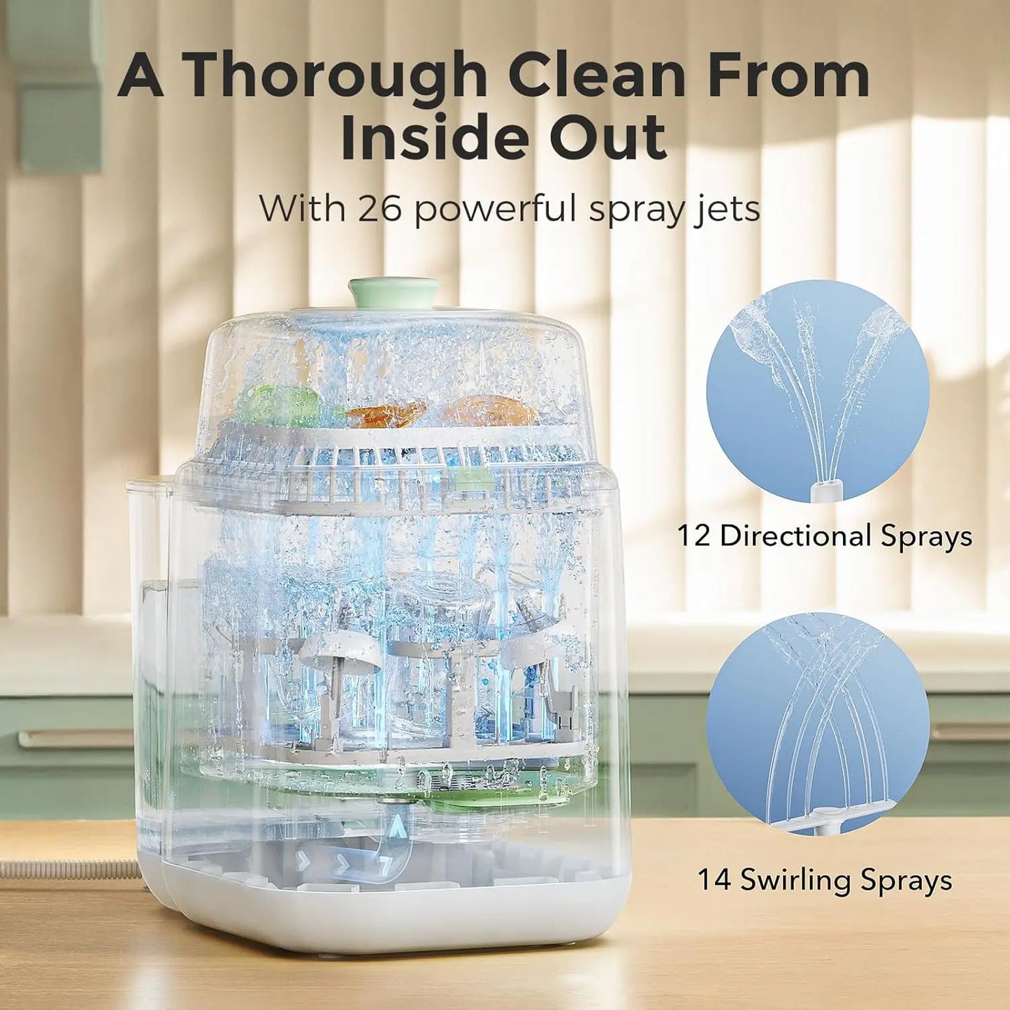 Baby Bottle Washer Sterilizer and Dryer All in One Cleaning Machine for Bottles and Pump Parts Time Saving and Effortless Care