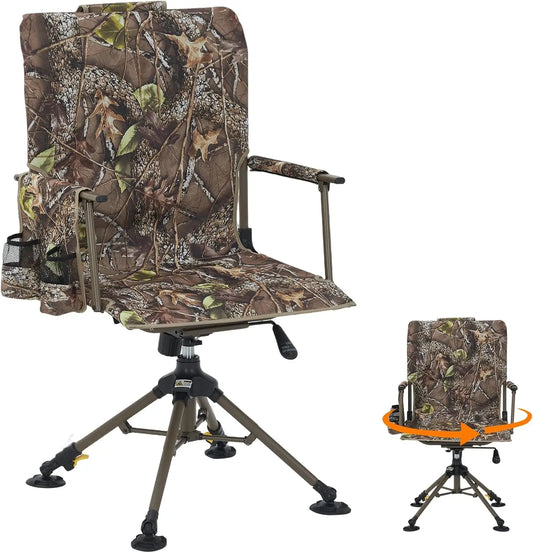 Silent 360 Degree Swivel Hunting Chair Folding Seat with Adjustable Legs</|fim_suffix|>
