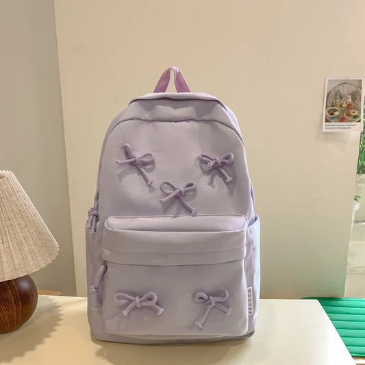 Fashion Bow Backpack Laptop Rucksack Large Capacity Daypack