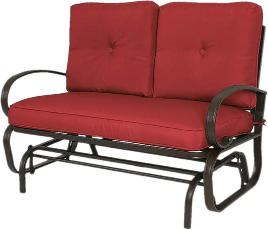 Cozy Patio Glider Bench Outdoor Loveseat Cushioned Seats