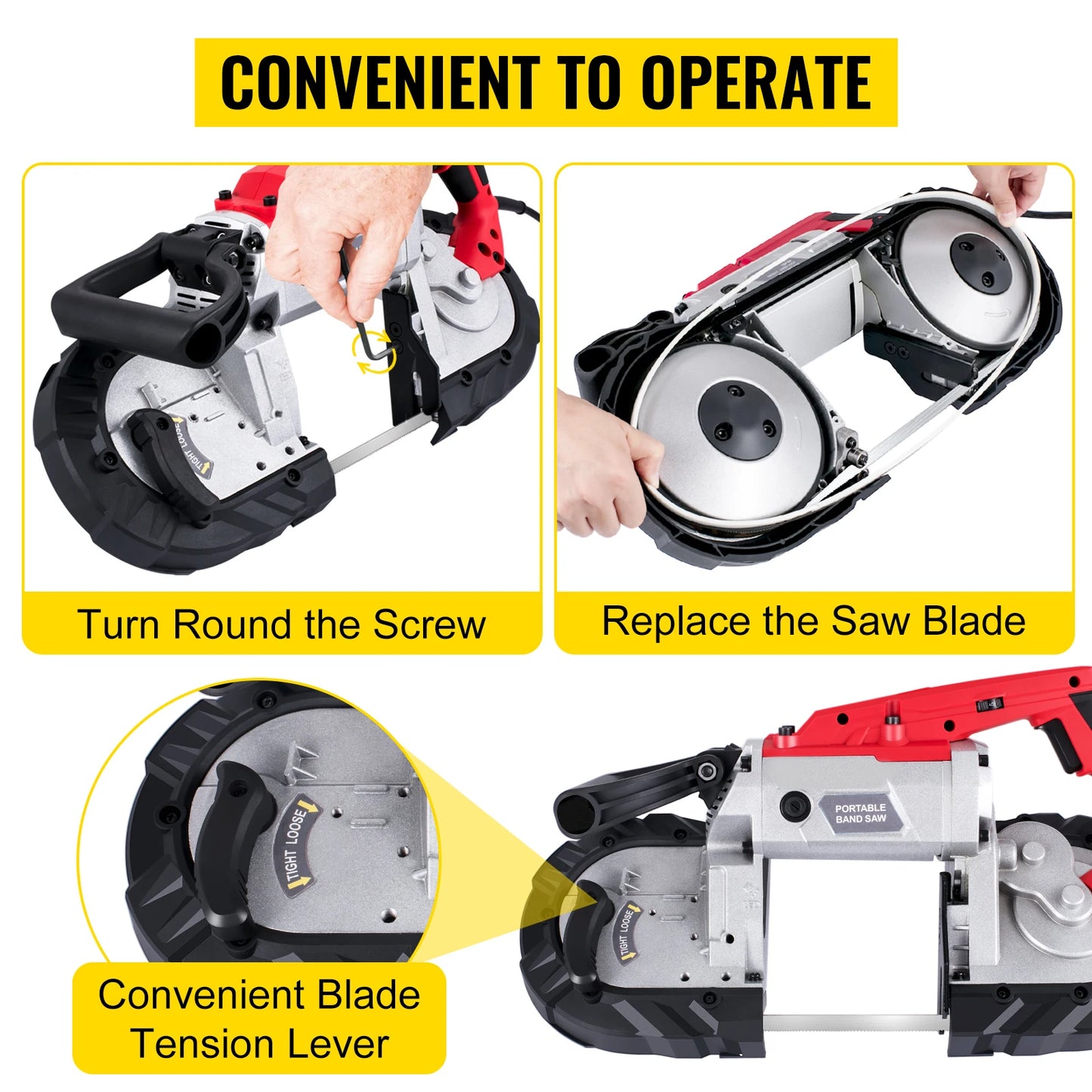 SucceBuy Portable Band Saw 5 Inch Cutting Capacity Cordless 10 Amp Motor