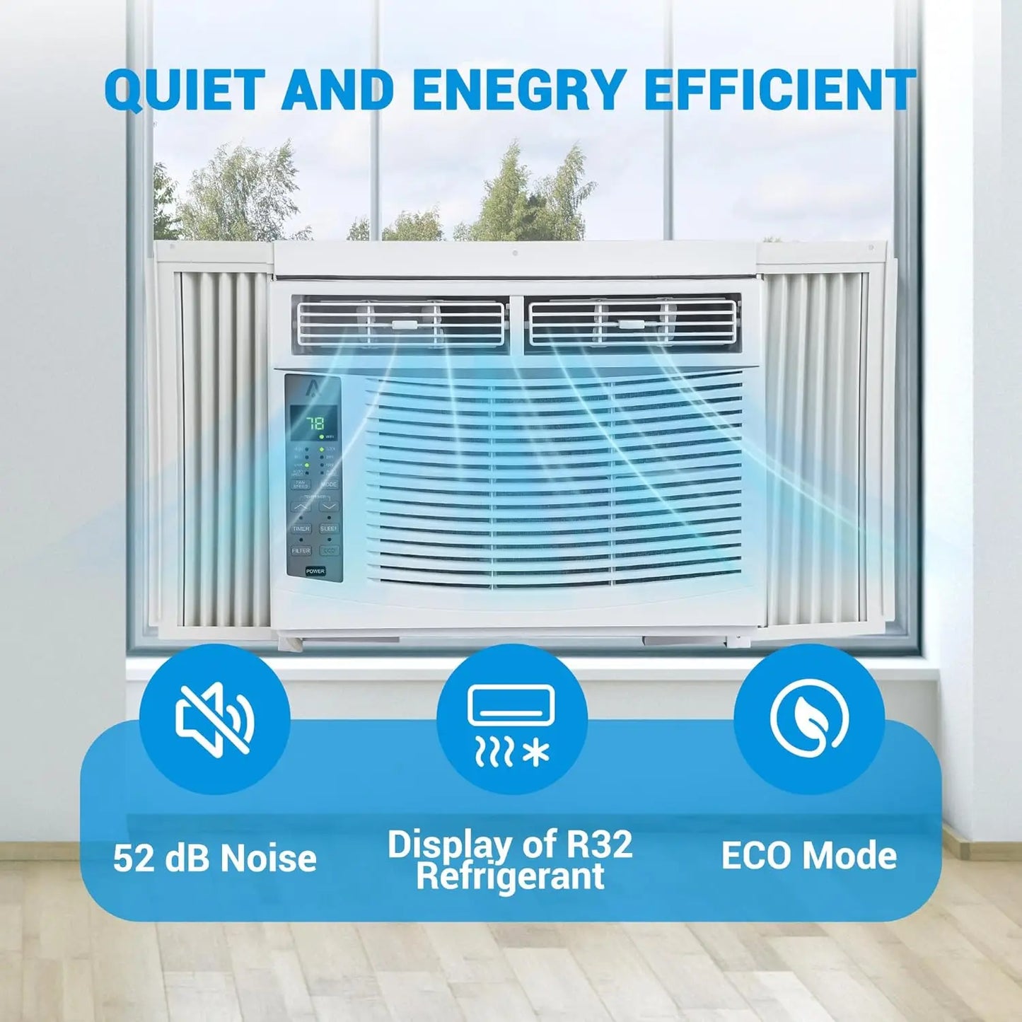 Acekool 6000 BTU Window Air Conditioner 250 Sq Ft With WiFi Controls 4 In 1