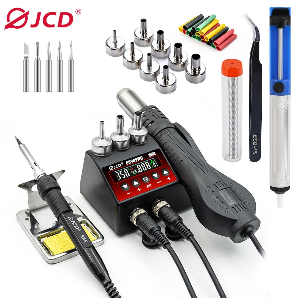 JCD 8898 Soldering Station 750W 2 in 1 Soldering Iron Hot Air Gun Rework Welding Station For Phone BGA SMD Welding Repair Tools