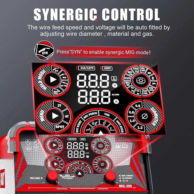 200A Welding Machine 8 in 1 Semi Automatic Welder Aluminum MIG MAG MMA LIFT TIG IGBT Inverter Welding Tool