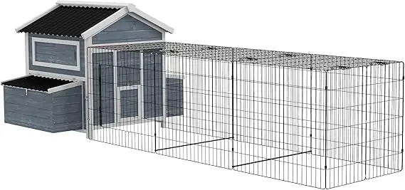 11 Foot by 5 Foot by 3.5 Foot Wooden Chicken Coop with Nesting Box Outdoor Poultry Cage with Run for 4 Chickens and Pull Out Tray