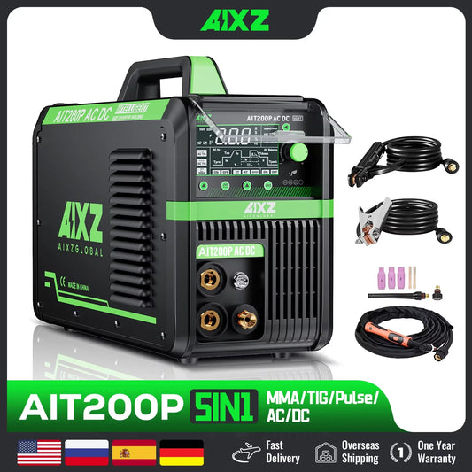 AIXZ HF TIG Welding Machine AIT200P AC DC Welder With Pulse 5 in 1 IGBT Inverter ARC Stick Welder Spot TIG Aluminum Welder