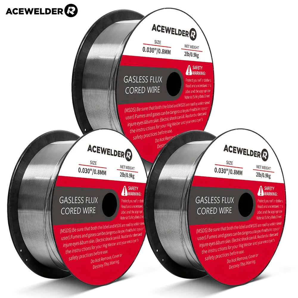 ACEWELDER Flux Core MlG Welding Wire 0.030/0.035 Inch Low Splatter Carbon Steel Gasless MlG Welding Wire 2-Pounds (3 Pack)