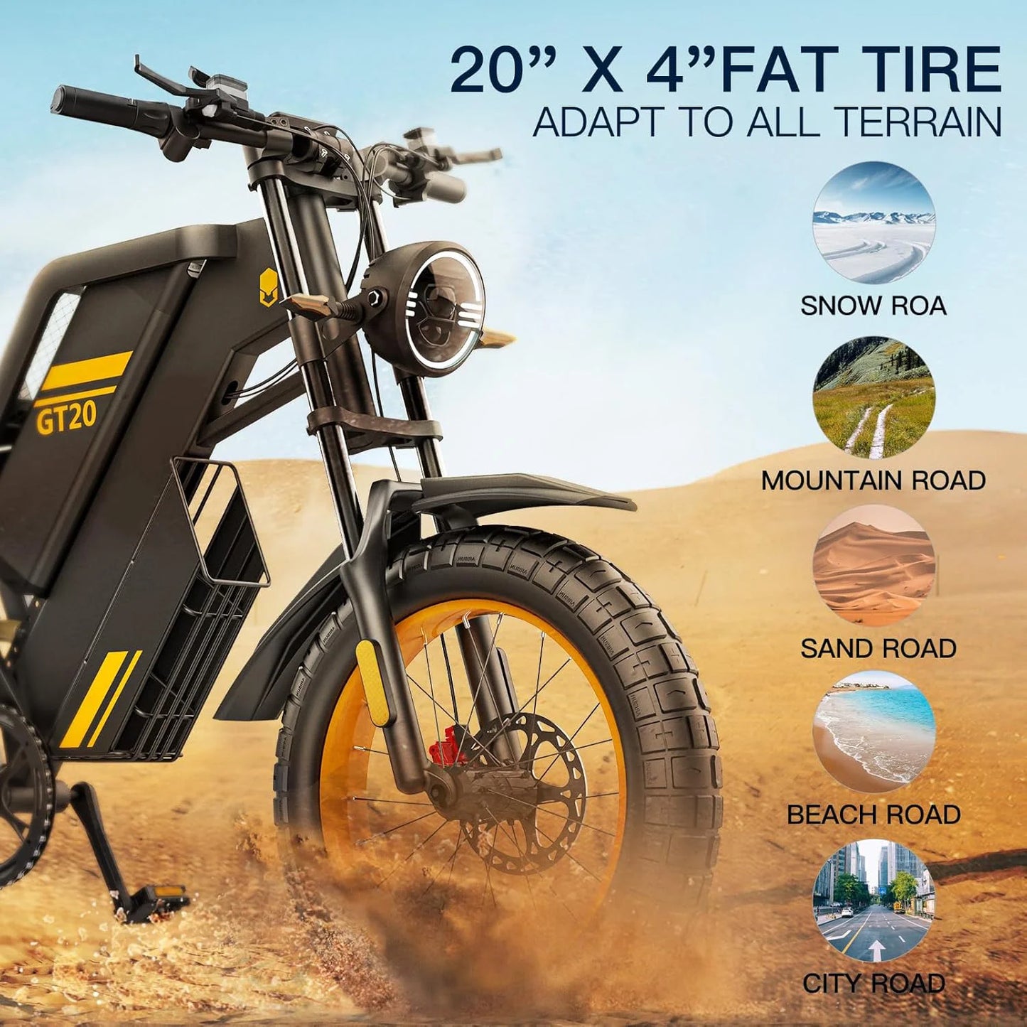 Electric Bike for Adults 1000W 2000W 3000W Motor Removable Battery 93 to 145 Miles Electric Motorcycle 20 Inch by 4 Inch Fat Tire Ebike