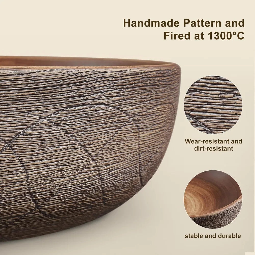 Bathroom Vessel Sink Oval Ceramic Washbasin Above Counter Retro Design