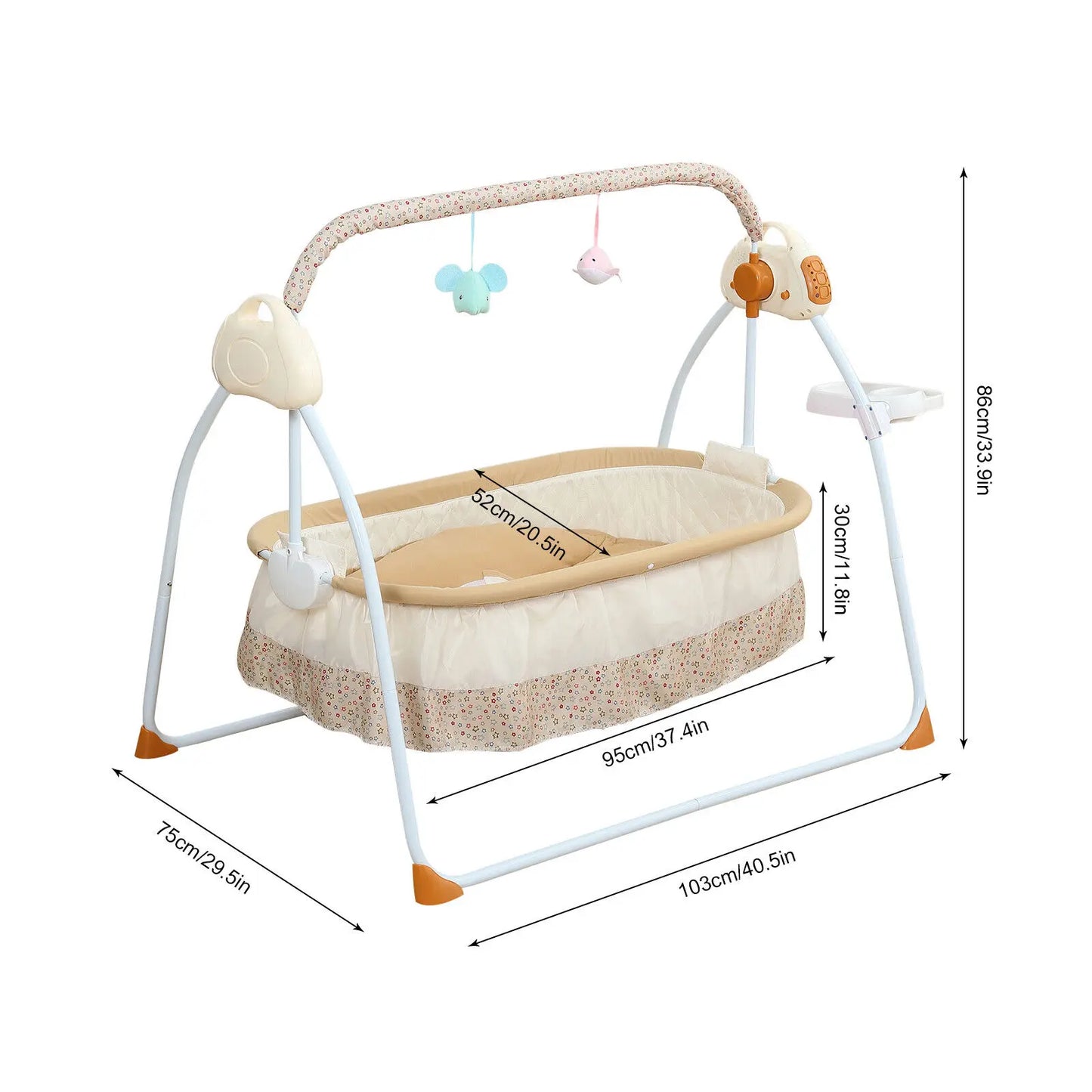 Electric Baby Rocker Swing Crib Cot Bed Infant Cradle With Bluetooth Music