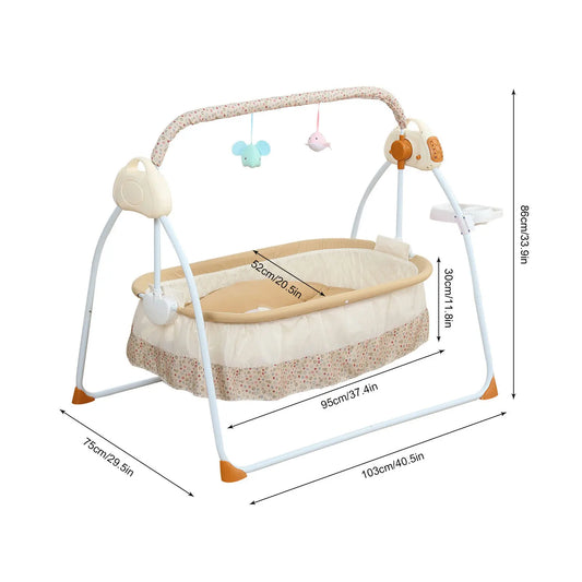 Electric Baby Rocker Swing Crib Cot Bed Infant Cradle With Bluetooth Music
