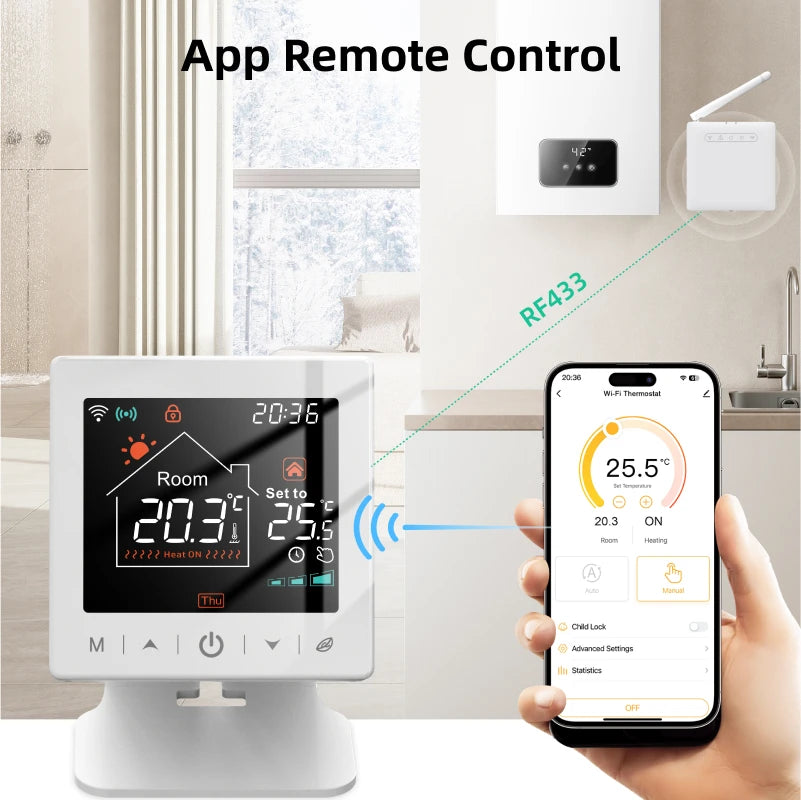 Tuya Smart WiFi Thermostat For Water And Gas Boiler With Alexa And Google Home