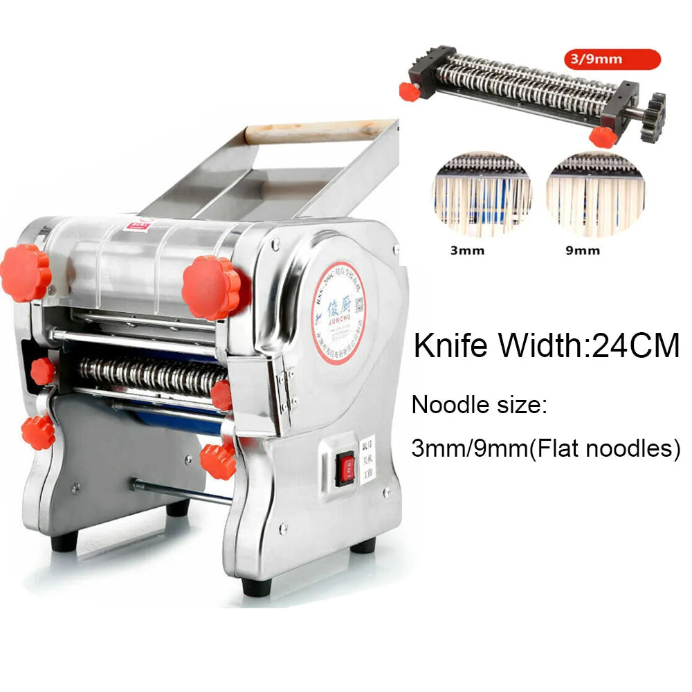 550W Electric Pasta Maker Noodle Machine Dumpling Skin Roller Stainless Steel