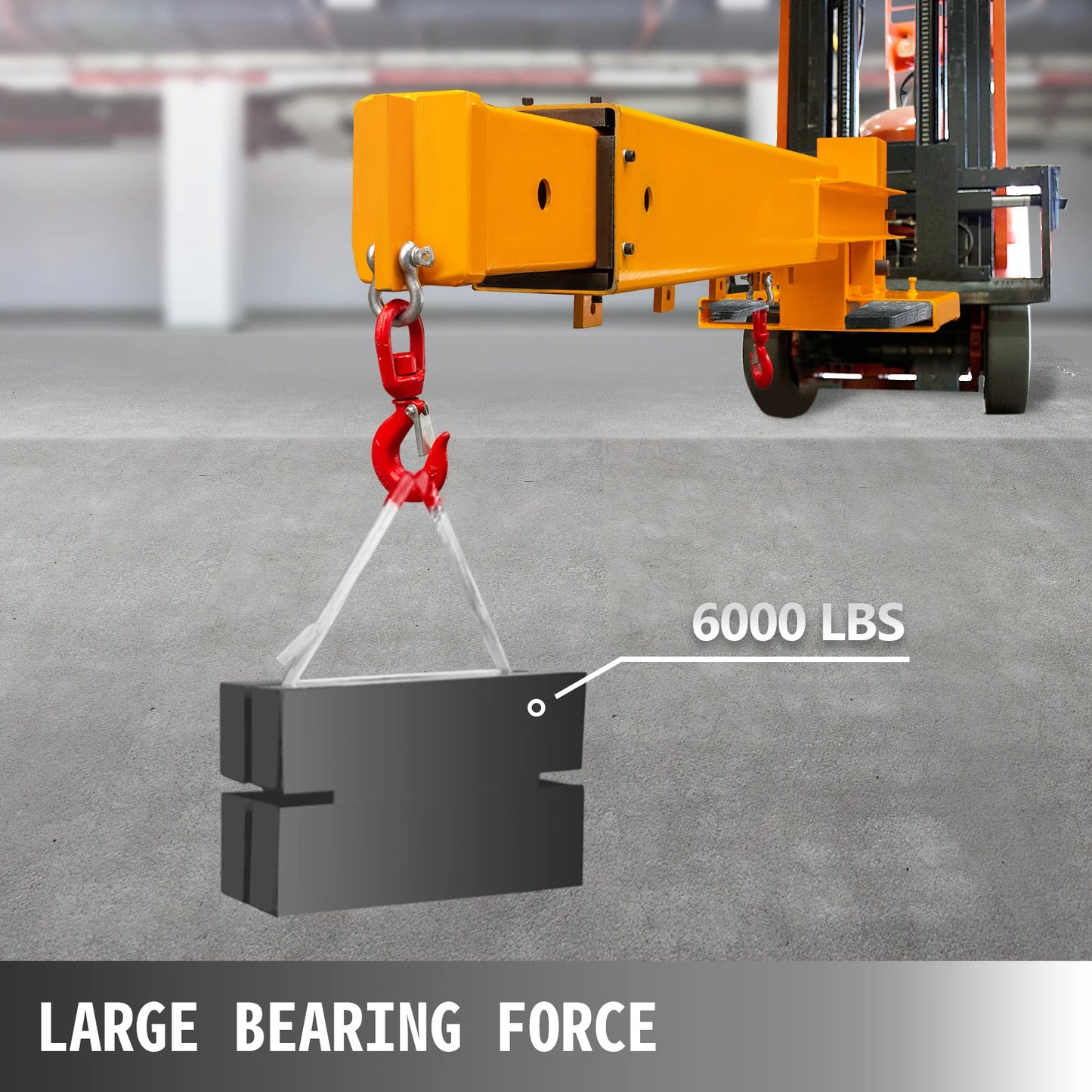SucceBuy 6000 Lbs 3T Forklift Mobile Crane Lifting Hoist With Truss Jib Boom