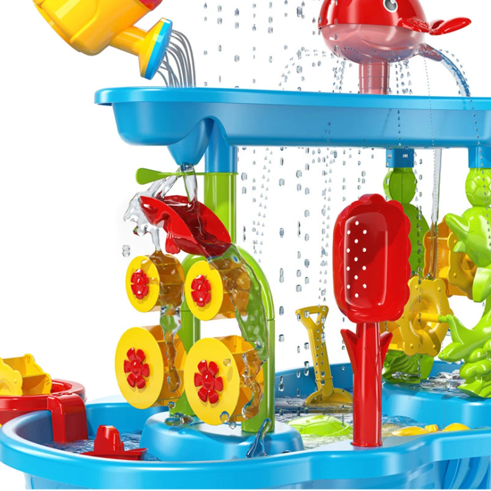 4 Tier Kids Sand Water Table Children's Beach Toys Summer Garden Interactive Play Set