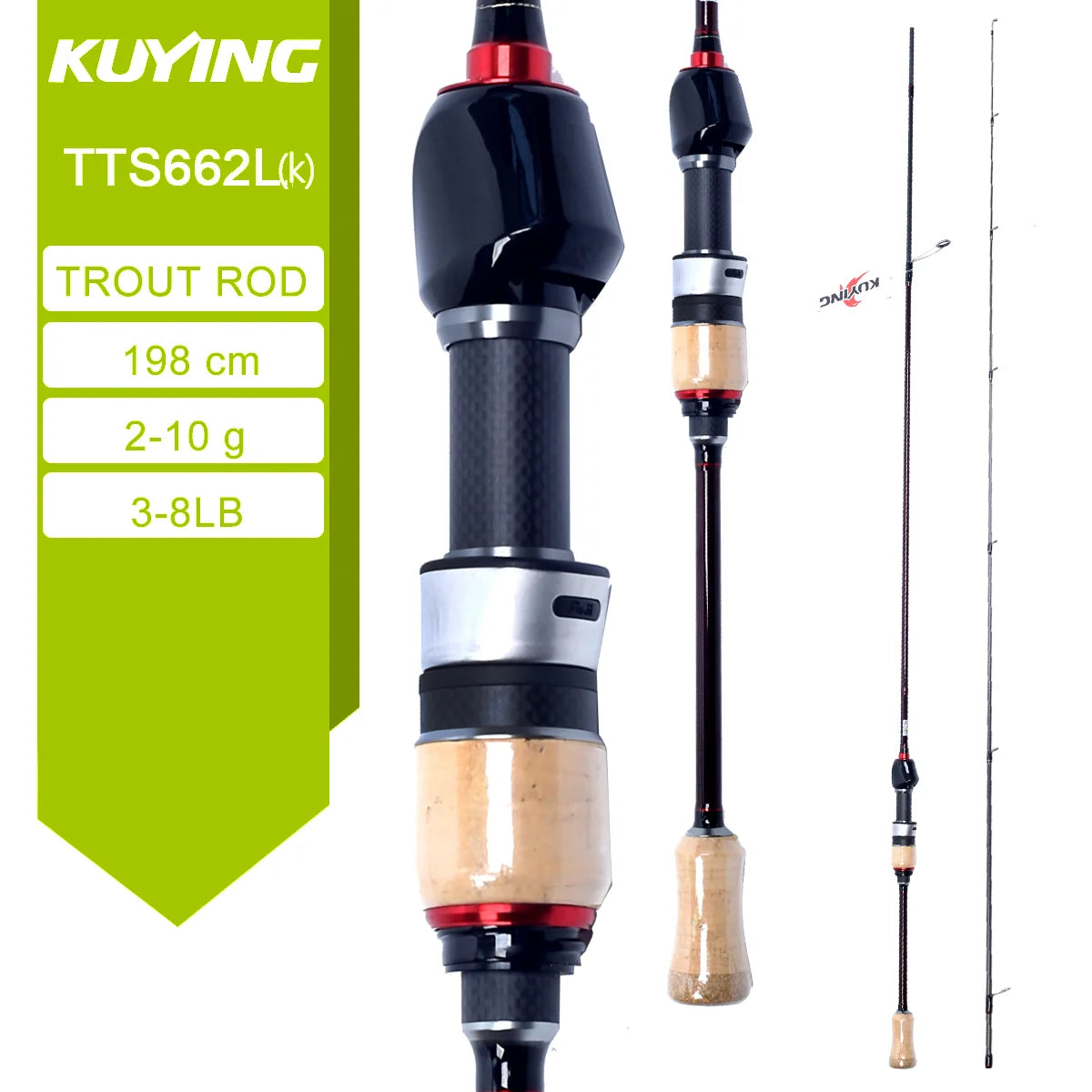 Kuying Teton Carbon Lure Rod Six To Ten Pound Casting Spinning River USA