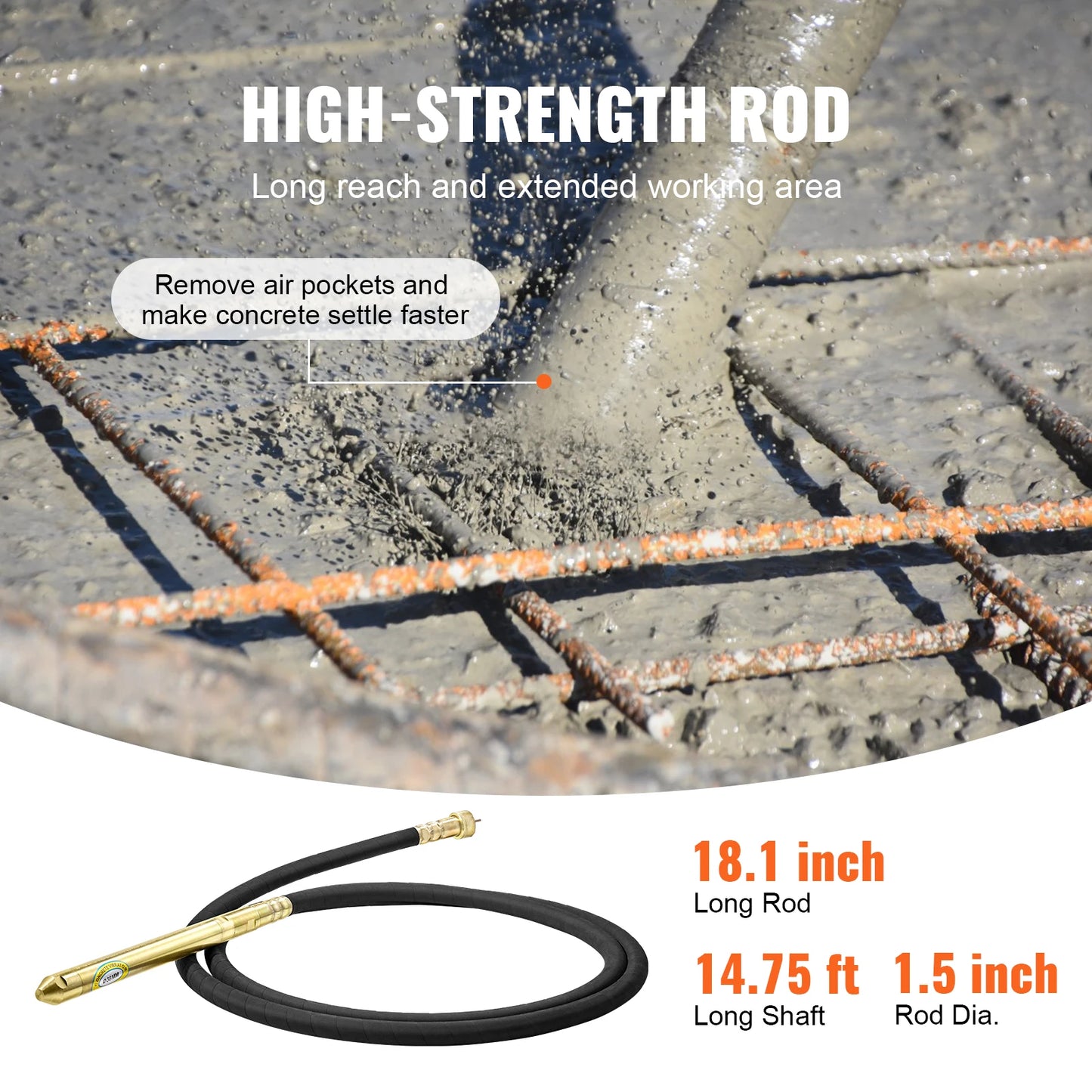 SucceBuy 800W Electric Vibrator 13000 VPM Electric Concrete Vibrating Tool Portable Pencil Cement Vibrator Remove Air Bubble